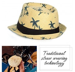 FADACHY 여름 밀짚 페도라 모자 짧은 브림 파나마 태양 모자 Trilby Beach Hat 남성용 및 여성용