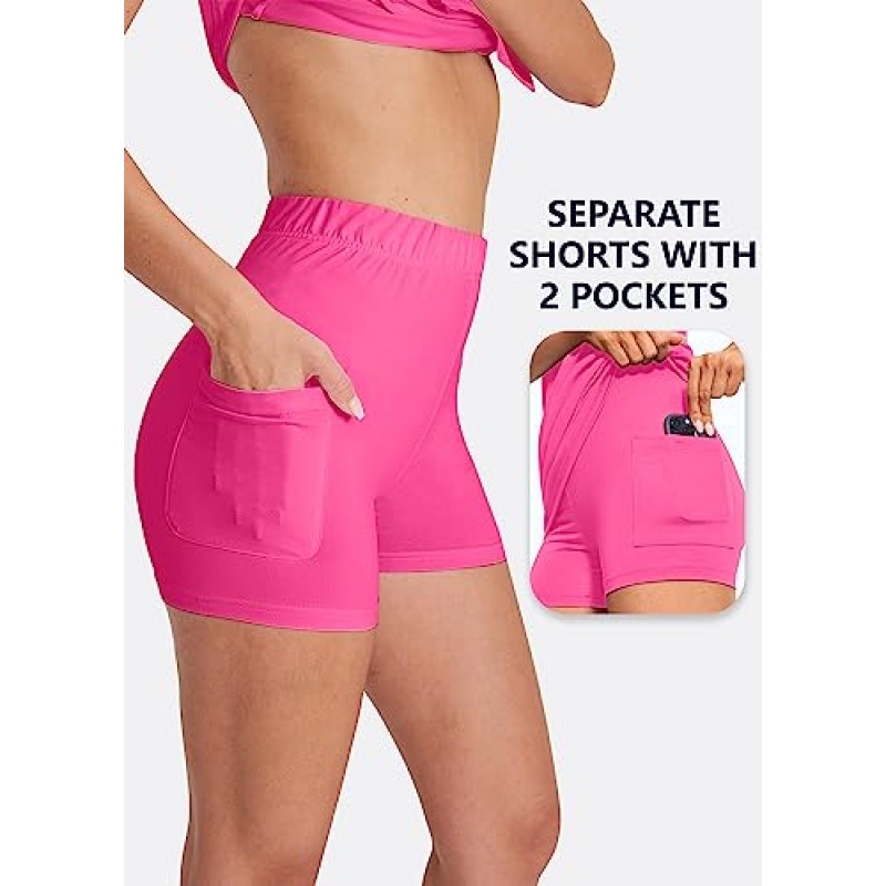 Hiverlay 여성 골프 폴로 드레스 반바지와 주머니 짧은 소매 V 넥 칼라 테니스 드레스 숙녀 운동 드레스