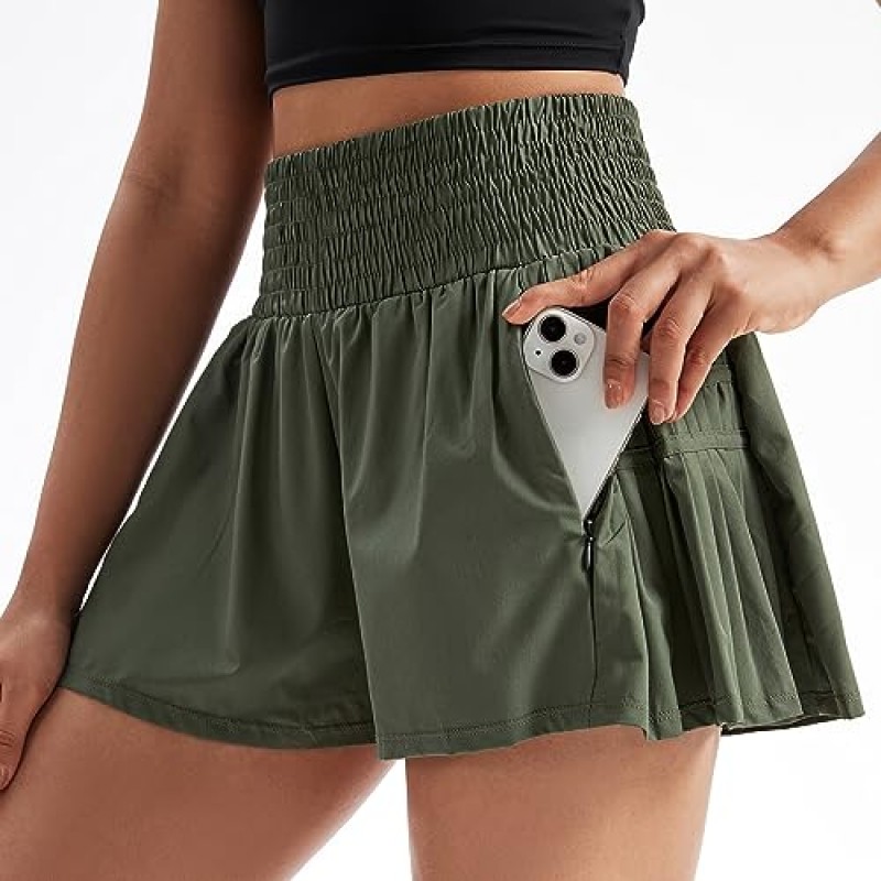 Toflowytour 여성을위한 흐르는 운동 반바지 체육관 요가 운동 달리기 Pleated 테니스 스커트 하이 웨이스트 귀여운 옷 여름
