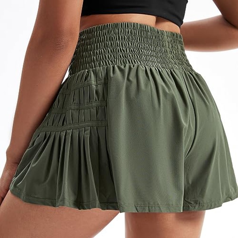 Toflowytour 여성을위한 흐르는 운동 반바지 체육관 요가 운동 달리기 Pleated 테니스 스커트 하이 웨이스트 귀여운 옷 여름