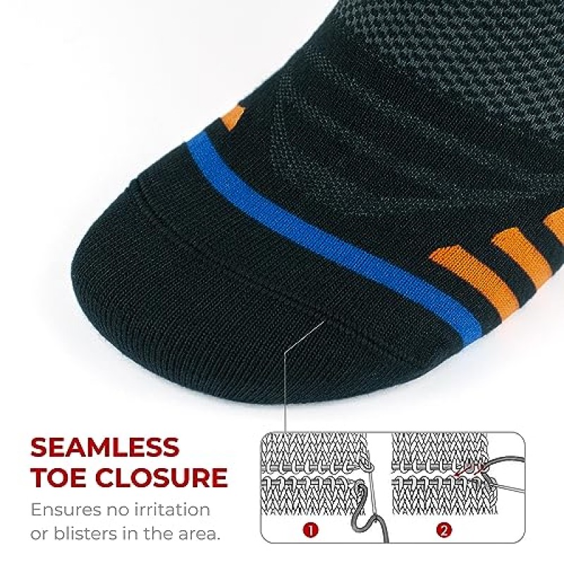 GoWith 얇은 남녀공용 런닝양말, 대나무로 만든 레이온 경량 제로쿠션양말, 스트라이프 로우컷 골프양말