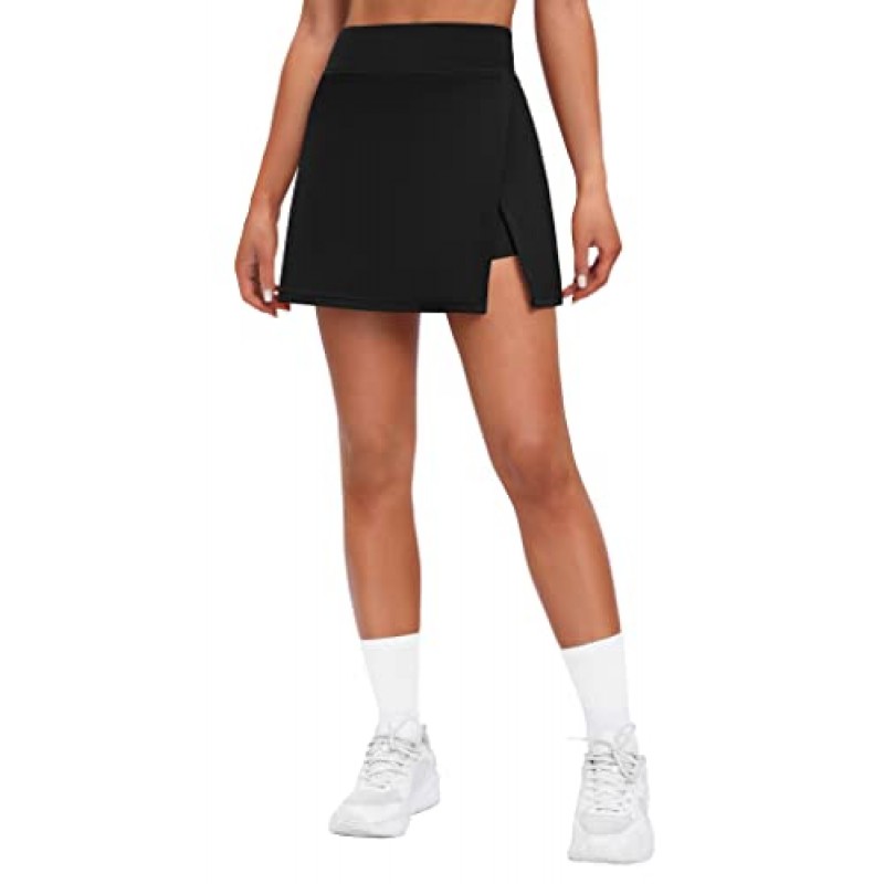 Ewedoos Skort with 슬릿 골프 스커트 여성용 포켓 하이 웨이스트 테니스 스커트 애슬레틱 스커트 러닝 운동 캐주얼