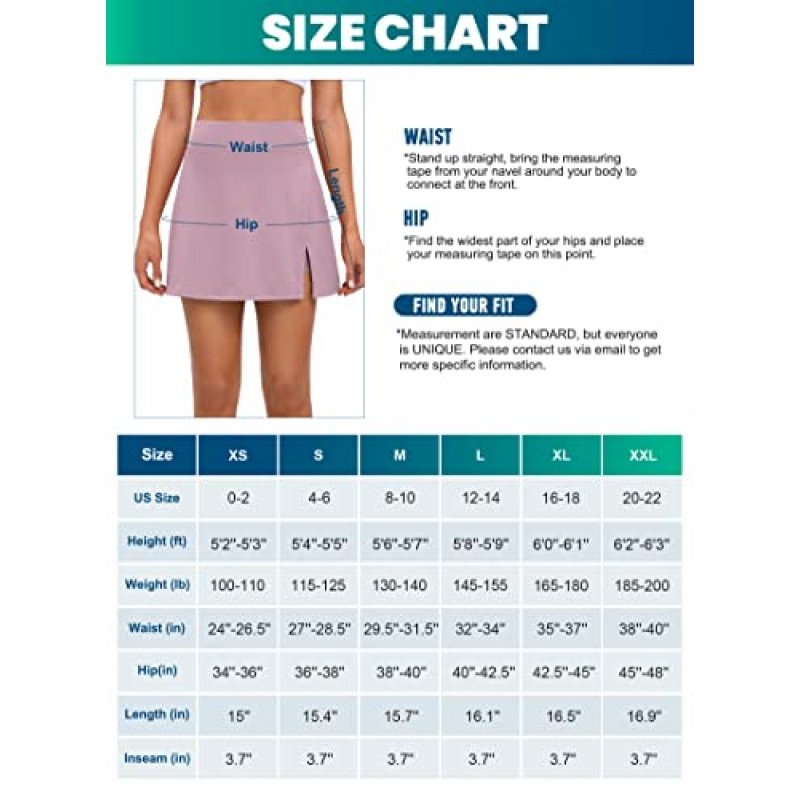 Ewedoos Skort with 슬릿 골프 스커트 여성용 포켓 하이 웨이스트 테니스 스커트 애슬레틱 스커트 러닝 운동 캐주얼