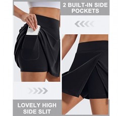 Ewedoos Skort with 슬릿 골프 스커트 여성용 포켓 하이 웨이스트 테니스 스커트 애슬레틱 스커트 러닝 운동 캐주얼