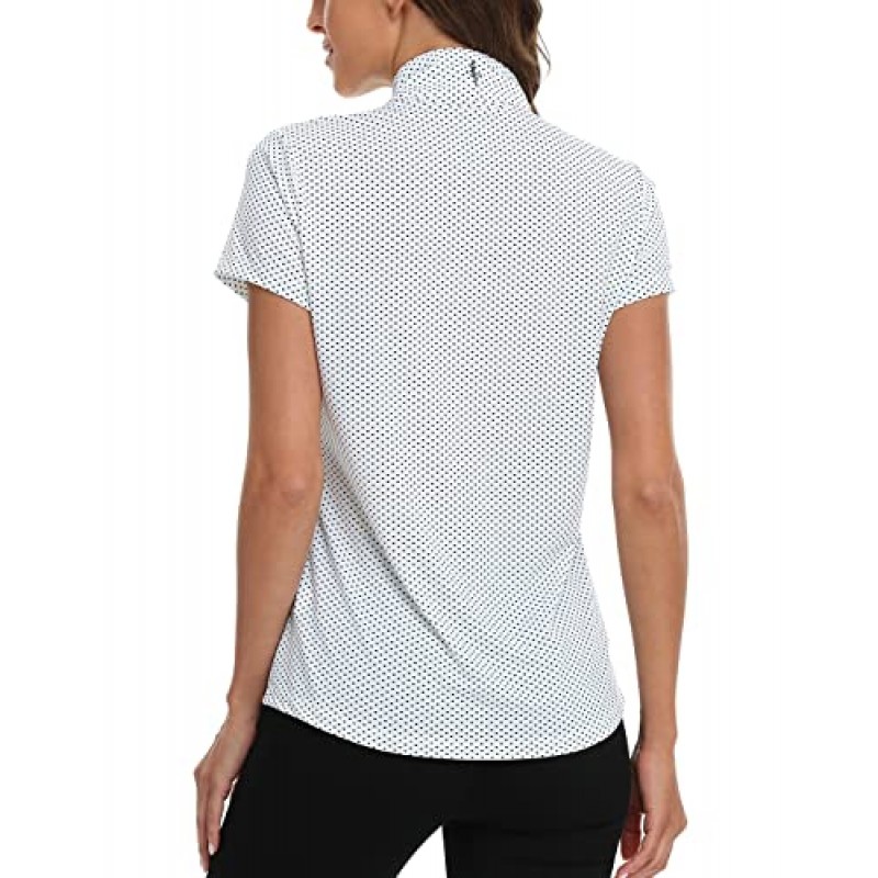 LRD 여성용 골프 폴로 셔츠 반소매 테니스 셔츠 UPF 30 쿼터 집업