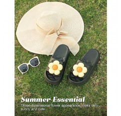 SUMMERJOY 여성을위한 매우 두꺼운 구름 꽃 슬리퍼, 미끄럼 방지 스파 체육관 골프 슬리퍼 야외 블랙 버블 슬라이드, 부드러운 베개 하우스 슬리퍼 샌들 여성 남성을위한 구름 슬리퍼