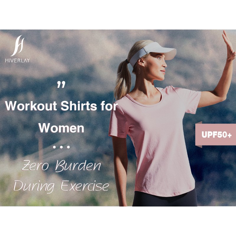 Hiverlay 운동 셔츠 여성용 반팔 스쿠프 넥 탑 운동 빠른 건조 체육관 티셔츠 요가 러닝 티