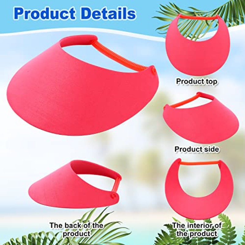 22 Pcs 여성용 조정 가능한 썬 바이저 골프 테니스 썬 바이저 모자 탄성 폼 바이저 여성용 여성용 남성용 야외, 22 단색