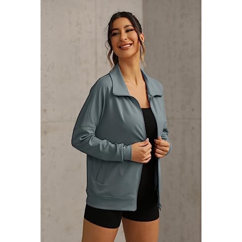 Cicy Bell 여성용 풀 지퍼 운동 운동 재킷 주머니가 있는 캐주얼 러닝 스포츠웨어