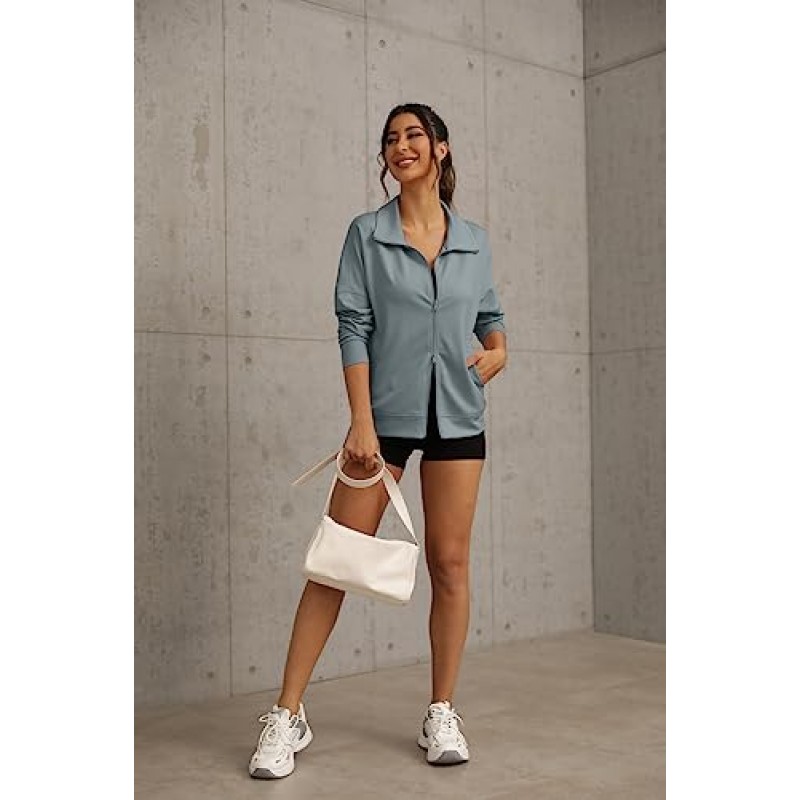 Cicy Bell 여성용 풀 지퍼 운동 운동 재킷 주머니가 있는 캐주얼 러닝 스포츠웨어