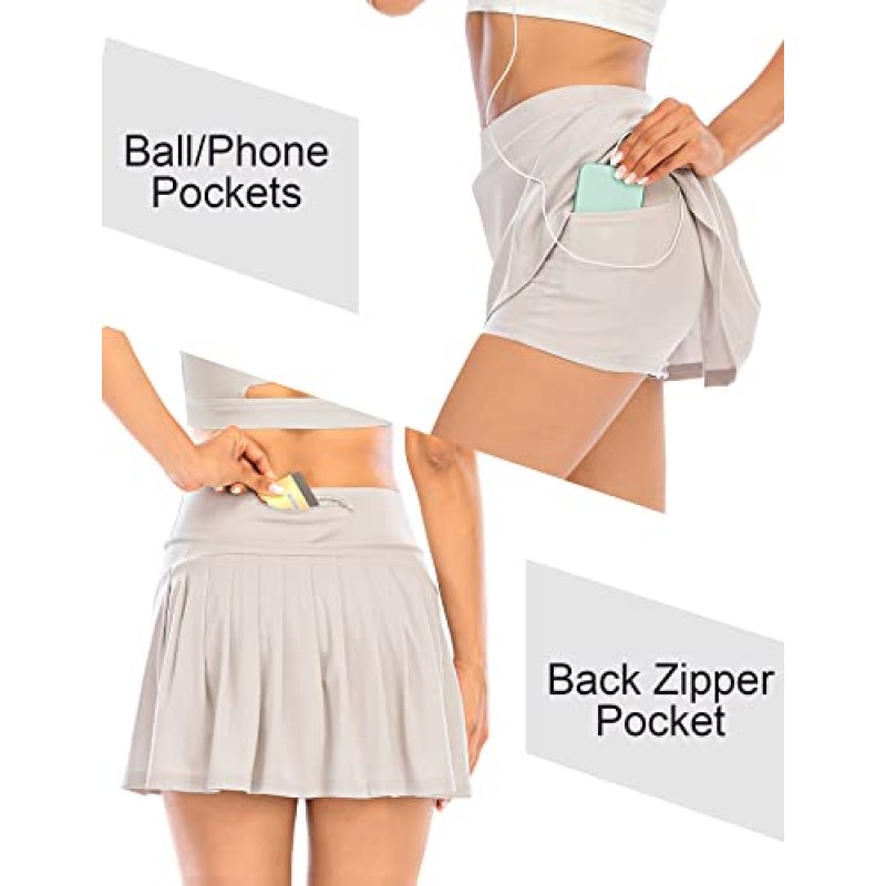 여성용 주름 테니스 스커트 운동용 골프 Skorts Activewear 러닝 스포츠 운동 스커트 포켓 반바지 포함