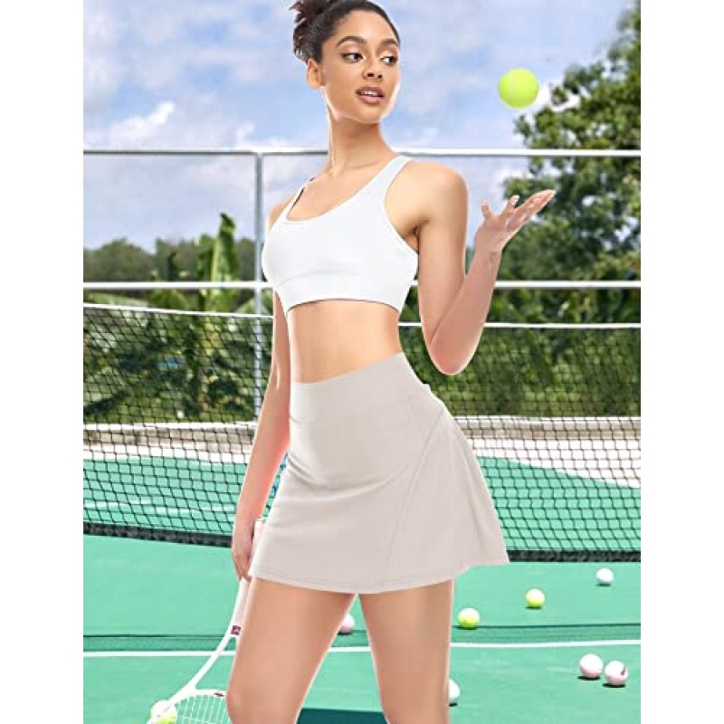 여성용 주름 테니스 스커트 운동용 골프 Skorts Activewear 러닝 스포츠 운동 스커트 포켓 반바지 포함