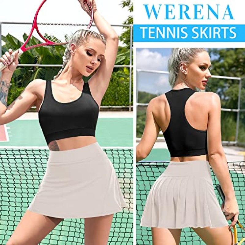 여성용 주름 테니스 스커트 운동용 골프 Skorts Activewear 러닝 스포츠 운동 스커트 포켓 반바지 포함