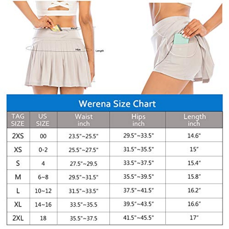 여성용 주름 테니스 스커트 운동용 골프 Skorts Activewear 러닝 스포츠 운동 스커트 포켓 반바지 포함