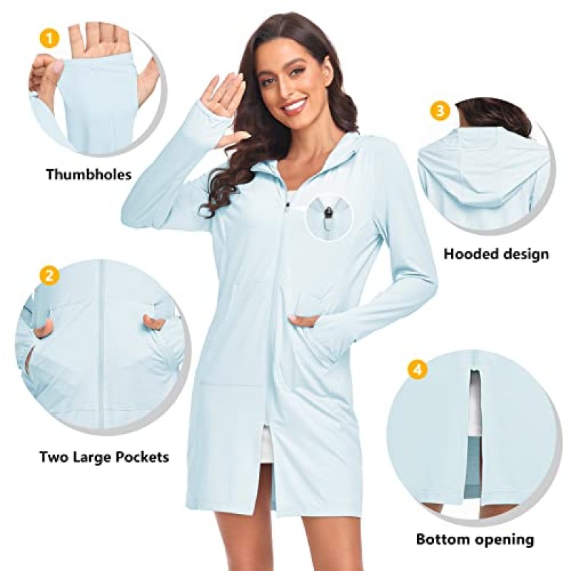 DAYOUNG Womens UPF 50+ UV 자외선 차단 러닝 하이킹 야외 성능 긴 소매 후디 티셔츠