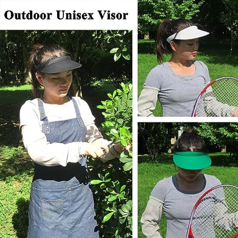 3 팩 스포츠 선 바이저 모자 여성 남성 바이저 야외 골프 비치 모자에 조정 가능한 클립
