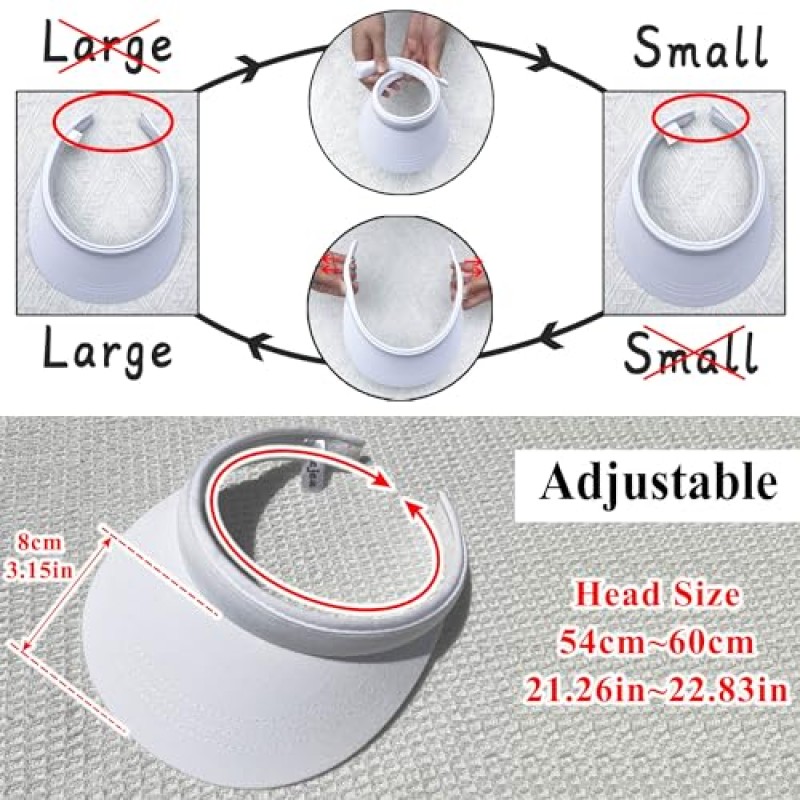 3 팩 스포츠 선 바이저 모자 여성 남성 바이저 야외 골프 비치 모자에 조정 가능한 클립