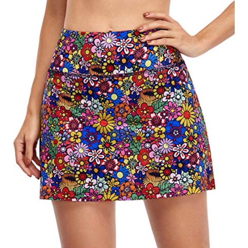 포켓이 있는 여성용 풀벨 테니스 스커트 하이 웨이스트 운동 골프 스커트 스커트