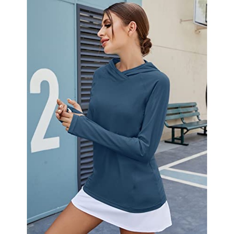 LUYAA 여성용 UPF 50+ Sun Protection 까마귀 통기성 스트레치 하이킹 셔츠 야외 운동을위한 긴 소매