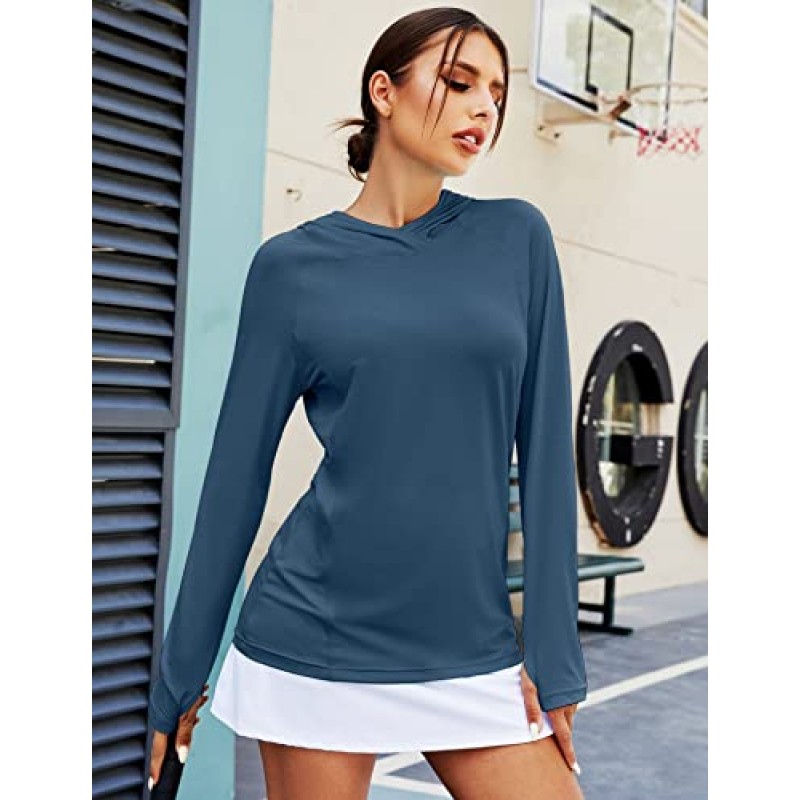 LUYAA 여성용 UPF 50+ Sun Protection 까마귀 통기성 스트레치 하이킹 셔츠 야외 운동을위한 긴 소매