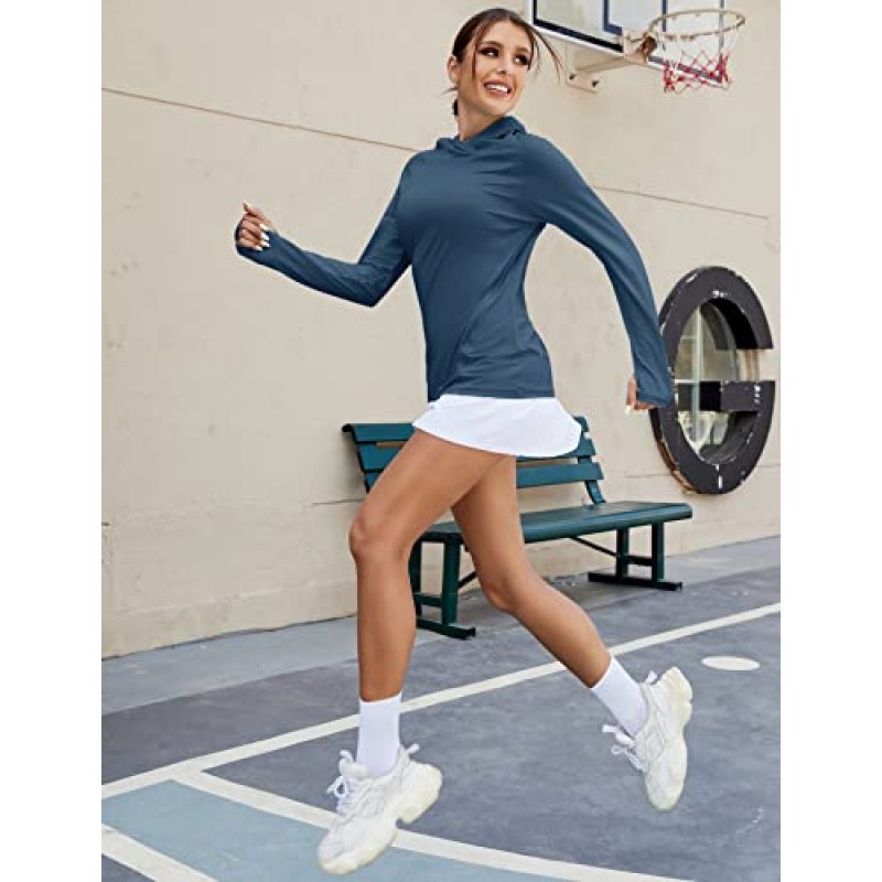 LUYAA 여성용 UPF 50+ Sun Protection 까마귀 통기성 스트레치 하이킹 셔츠 야외 운동을위한 긴 소매