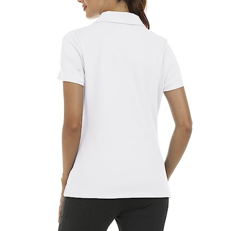 MoFiz 여성용 폴로 셔츠 포켓이 있는 반팔 모이스처 위킹 골프 셔츠 Quick Dry Collared 1/4 지퍼 테니스 셔츠