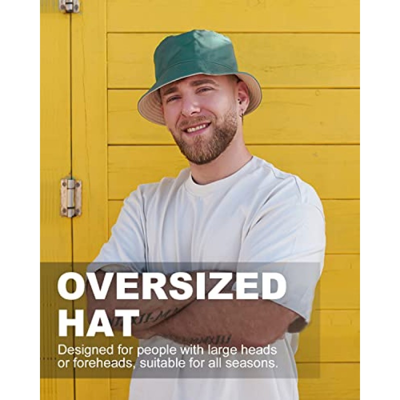 Zylioo Oversize XXL 100% 코튼 버킷 모자, 가역 트렌디 어부 모자, 양면 착용 낚시 여름 태양 모자