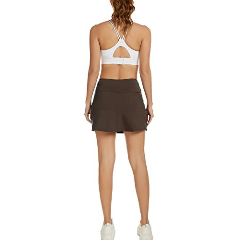 Aderea 여성용 테니스 스커트(포켓 포함) 액티브웨어 골프 스커트(반바지 포함) 하이 웨이스트 러닝 운동 미니 스커트