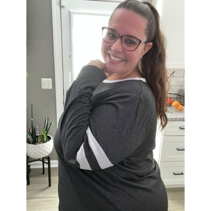 COOTRY 플러스 사이즈 운동 탑 여성용 긴 소매 셔츠 통기성 드라이 피트 운동 체육관 요가 의류