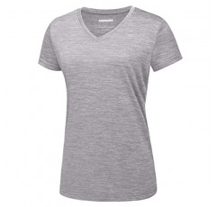 MAGCOMSEN 여성용 V 넥 운동 셔츠 반팔 수분 흡수 요가 티셔츠 Quick Dry Athletic Tops