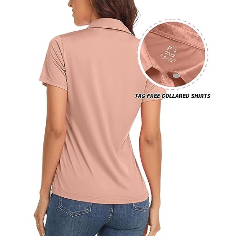 Polu 여성용 폴로 셔츠 반팔 속건성 골프 테니스 티셔츠 캐주얼 칼라 탑