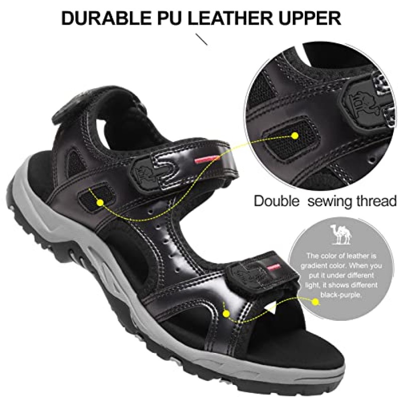 CAMEL CROWN 여성용 편안한 하이킹 샌들 아치 지지대가있는 해변 물 걷기를위한 방수 스포츠 샌들