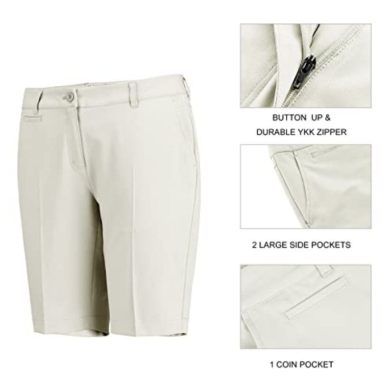Lesmart 여성용 골프 반바지 경량 스트레치 편안한 핏 무릎 길이 여성용 버뮤다 반바지
