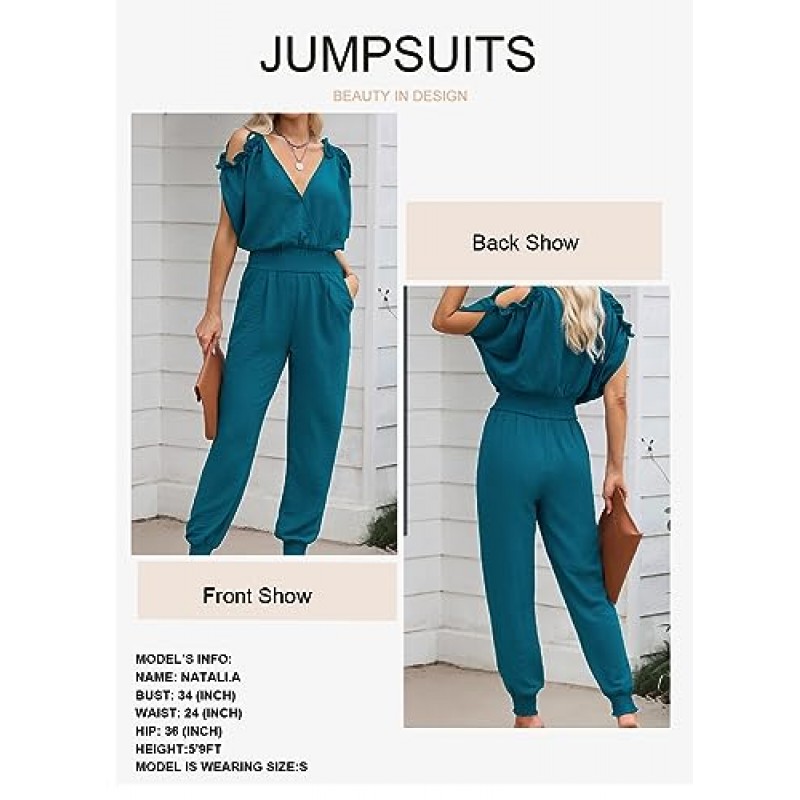 Dokotoo Jumpsuit for Womens Dressy Casual 2023 여름용 원피스 Romper 콜드 숄더 의상