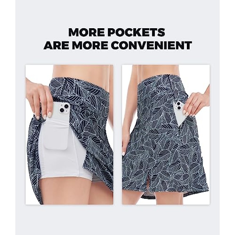 여성용 골프 스커트 스커트 포켓이 있는 스커트 미디 테니스 여름 스커트