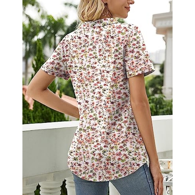 Kistore Womens 반소매 폴로 T 셔츠 V 넥 여름 기본 탑 패션 2023 비즈니스 캐주얼 작업 블라우스 S-XXL