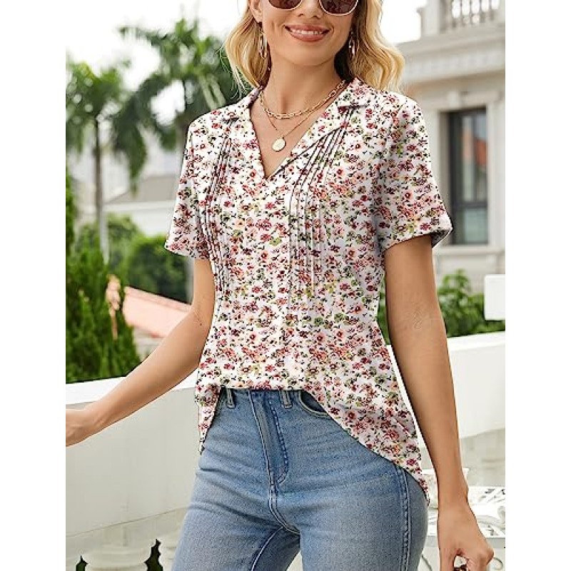 Kistore Womens 반소매 폴로 T 셔츠 V 넥 여름 기본 탑 패션 2023 비즈니스 캐주얼 작업 블라우스 S-XXL