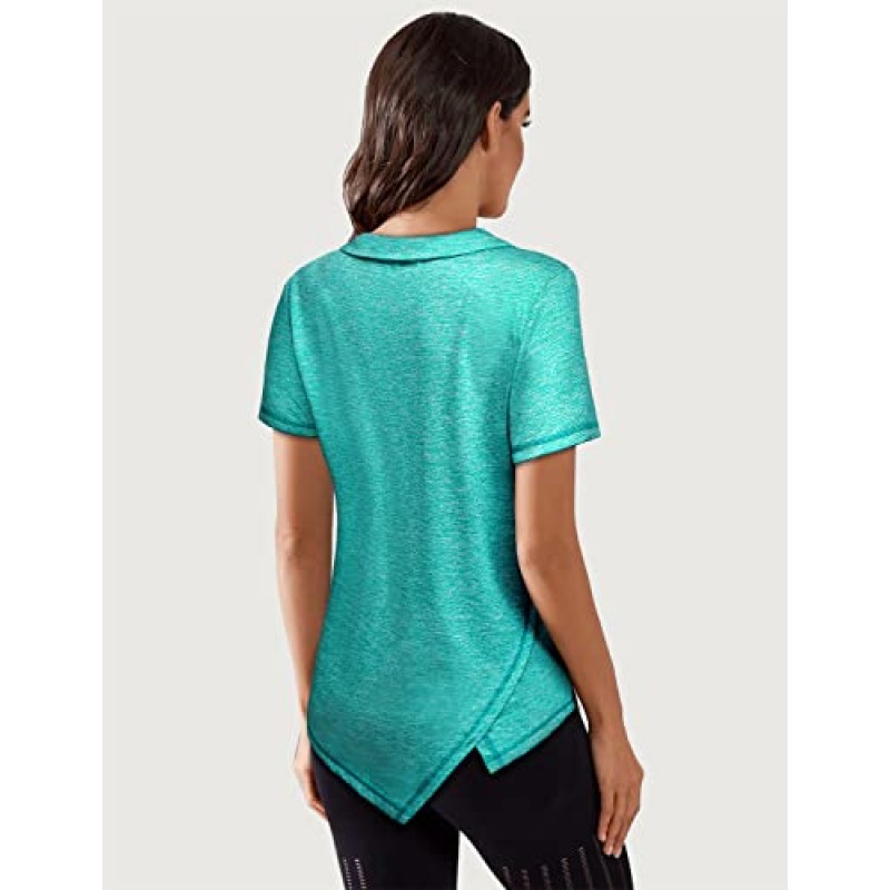 Yetskeslea 여성용 골프 폴로 셔츠 V 넥 칼라 테니스 셔츠 여성용 반팔 요가 운동 탑