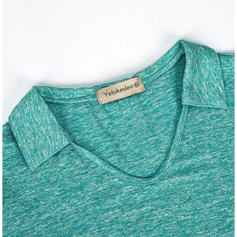 Yetskeslea 여성용 골프 폴로 셔츠 V 넥 칼라 테니스 셔츠 여성용 반팔 요가 운동 탑