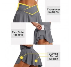 YOFIT Skorts 스커트 여성용 포켓 크로스 오버 하이 웨이스트 운동 골프 Skorts 테니스 스커트