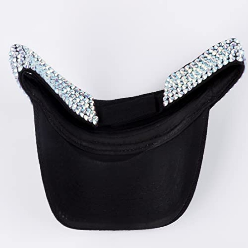 반짝 이는 라인 석 스포츠 태양 바이저 모자 여성용 조정 가능한 여름 모자 남성 골프 테니스 사이클링 조깅 달리기