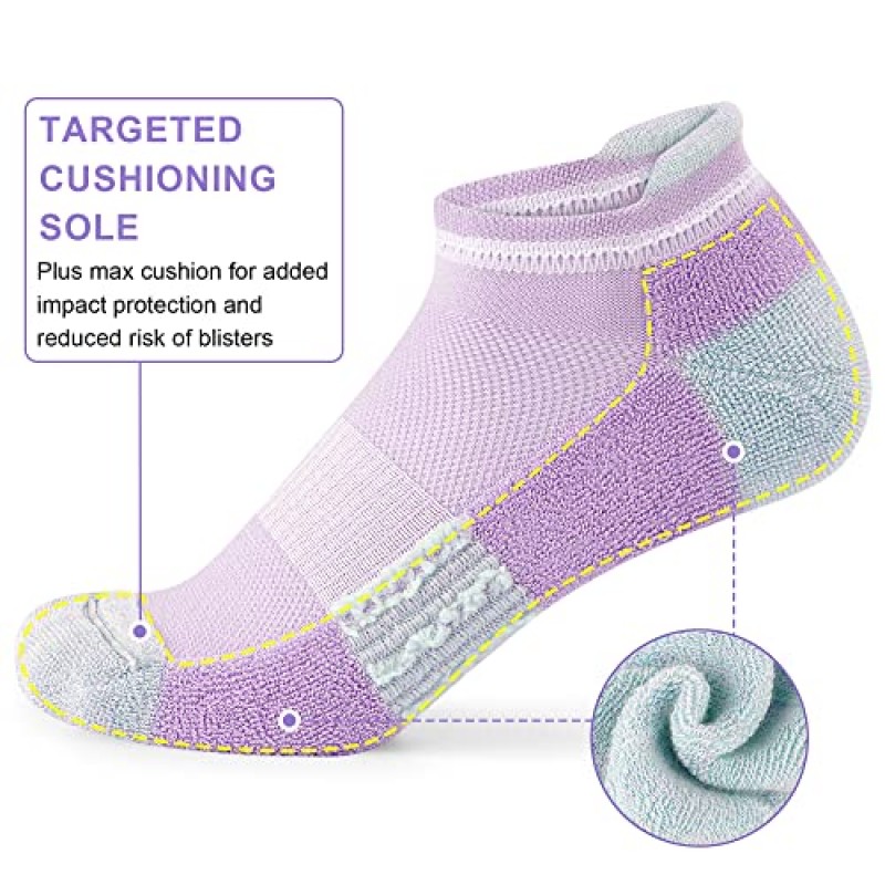 Amutost 발목 양말 여성 운동 달리기 컴포트 No Show 양말 쿠션 3-6쌍