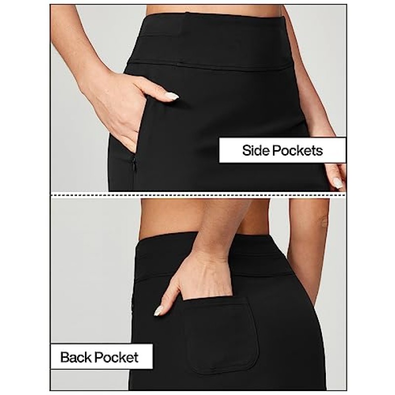 Heathyoga 무릎 길이 Skorts 여성용 골프 스커트 여성용 Long Skorts 스커트 여성용 포켓 테니스 스커트 Skort