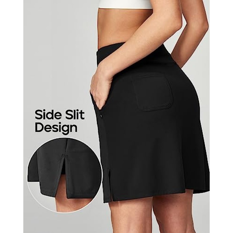 Heathyoga 무릎 길이 Skorts 여성용 골프 스커트 여성용 Long Skorts 스커트 여성용 포켓 테니스 스커트 Skort