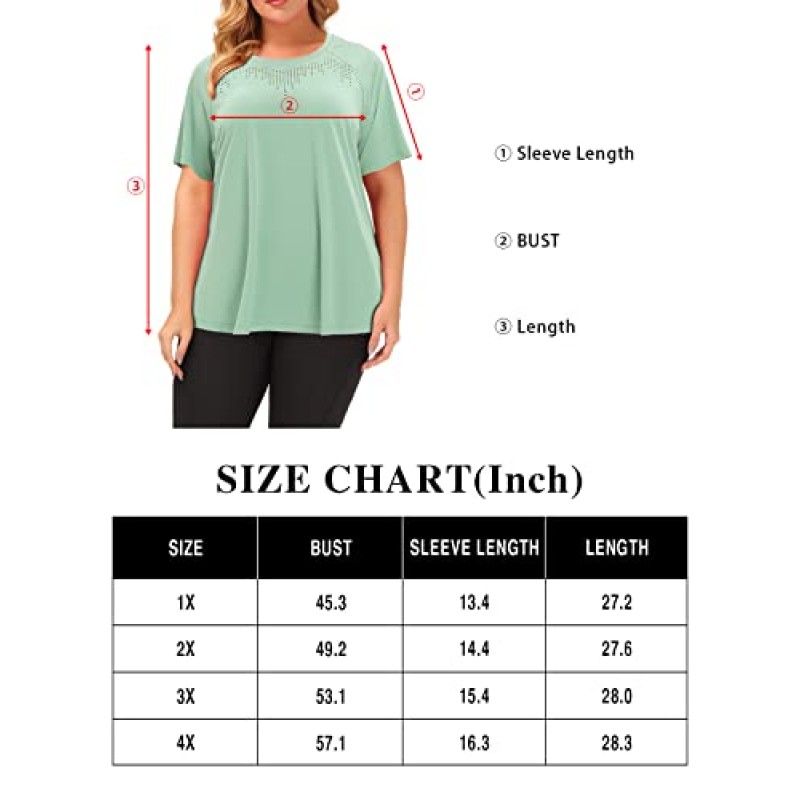 Uoohal 여성 플러스 사이즈 탑 운동 요가 반팔 여름 루즈핏 셔츠