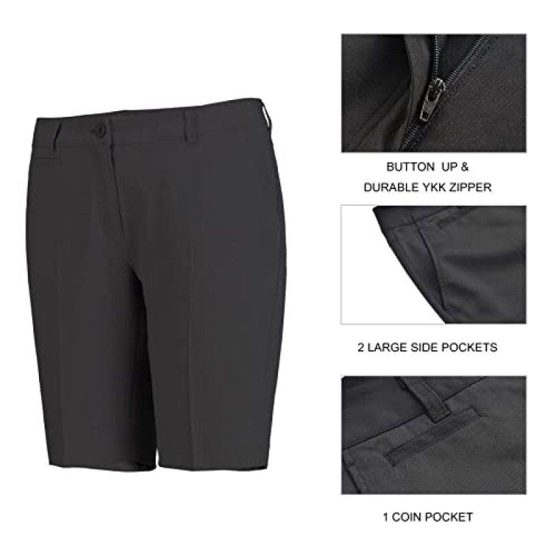 Lesmart 여성용 골프 반바지 경량 스트레치 편안한 핏 무릎 길이 여성용 버뮤다 반바지