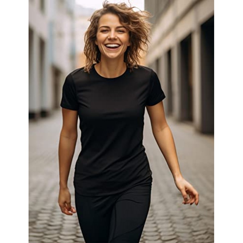 여성용 반팔 러닝 셔츠 UPF 50+ 자외선 차단 SPF 빠른 건조 운동 운동 티셔츠