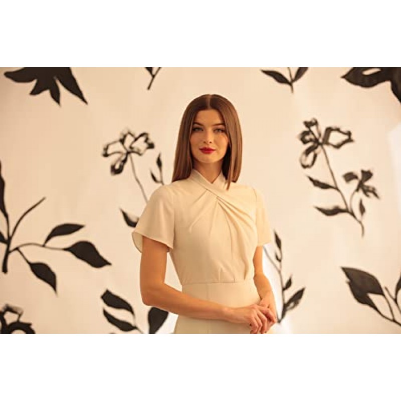 Maggy London 여성용 정교한 트위스트 넥 디테일 드레스 작업복 사무실 경력 행사 이벤트 게스트