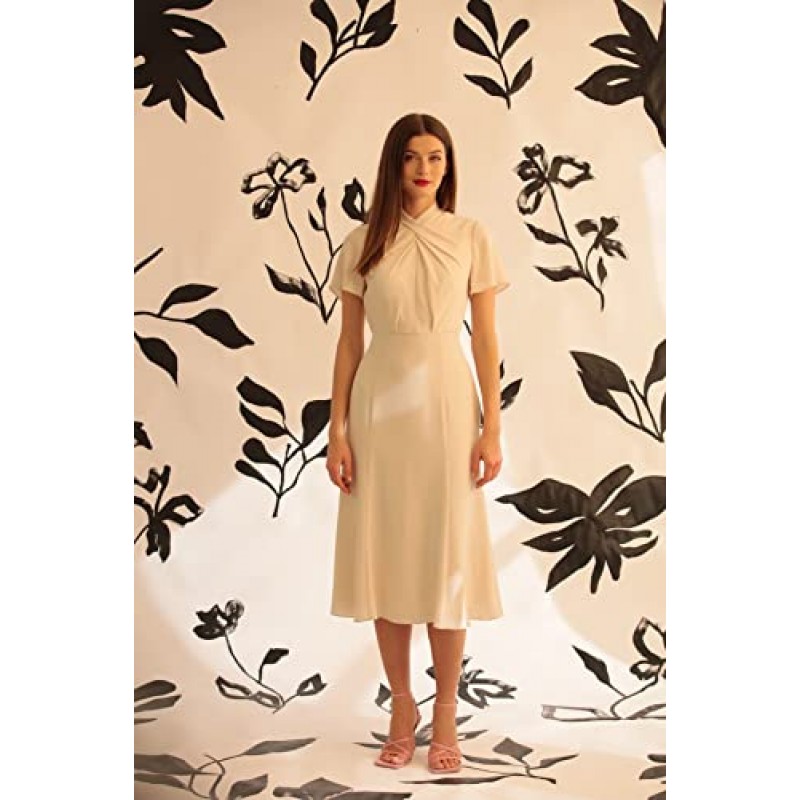 Maggy London 여성용 정교한 트위스트 넥 디테일 드레스 작업복 사무실 경력 행사 이벤트 게스트