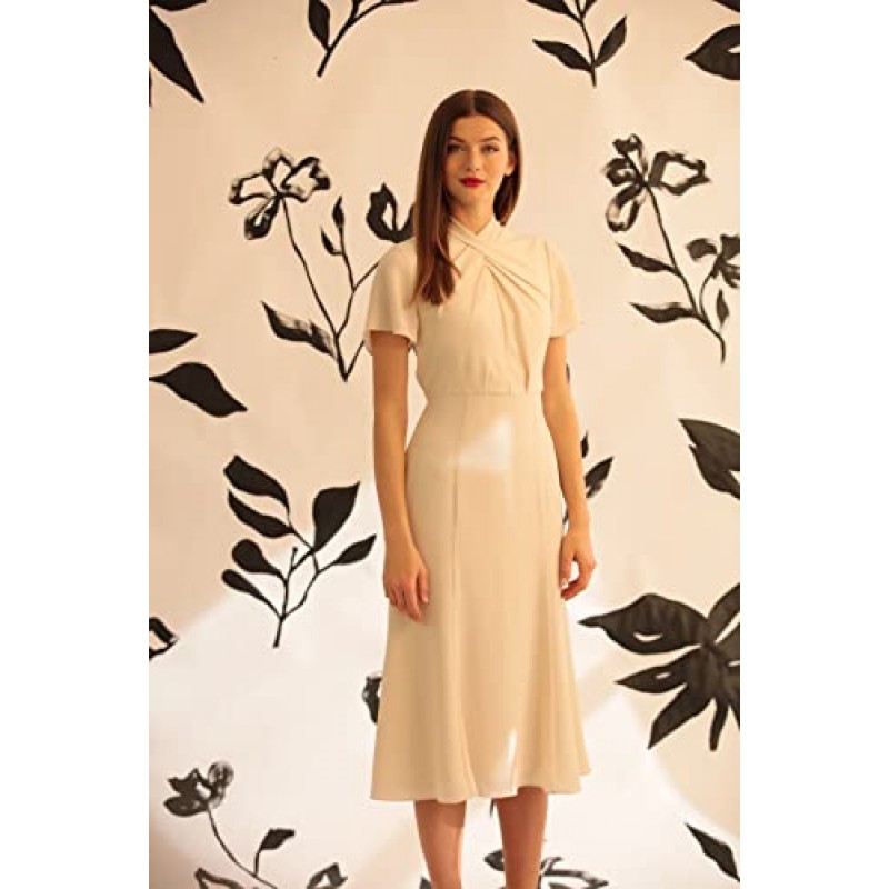 Maggy London 여성용 정교한 트위스트 넥 디테일 드레스 작업복 사무실 경력 행사 이벤트 게스트